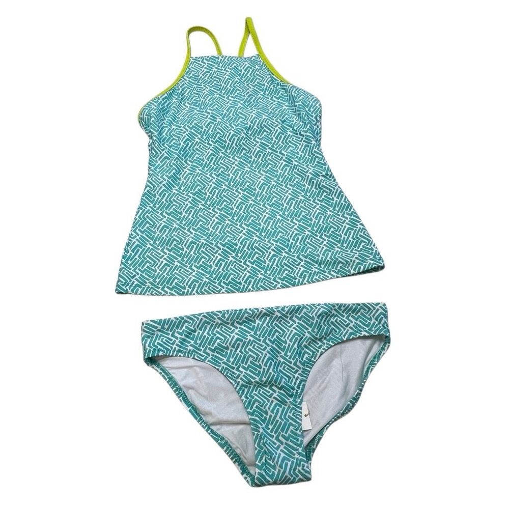 Helen Jon Women's Sunset Key Kiwi Hipster Tankini Swimsuit Set Teal White XS NWT